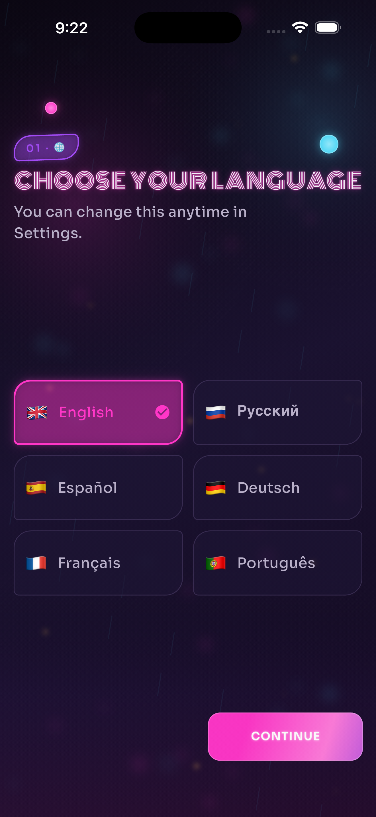 Language selection
