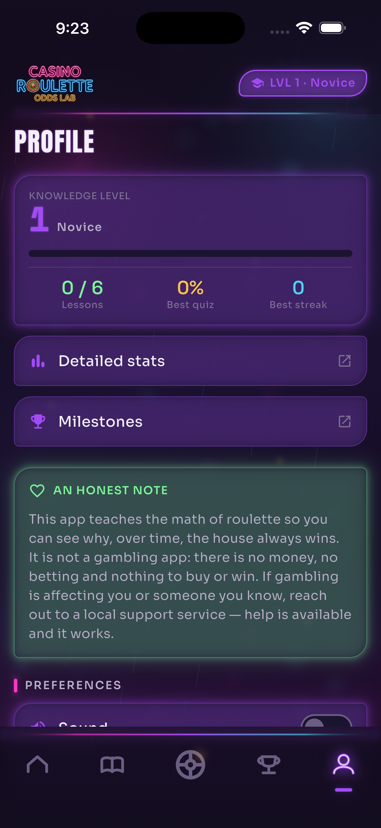 Profile screen